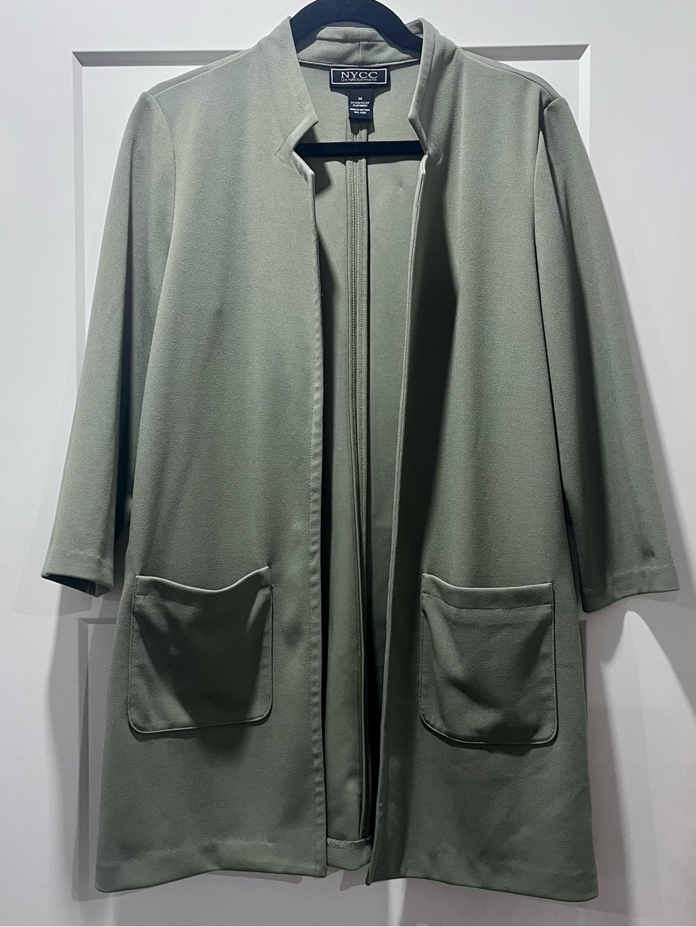 NYC Women's Light Olive Open-Front Blazer Jacket